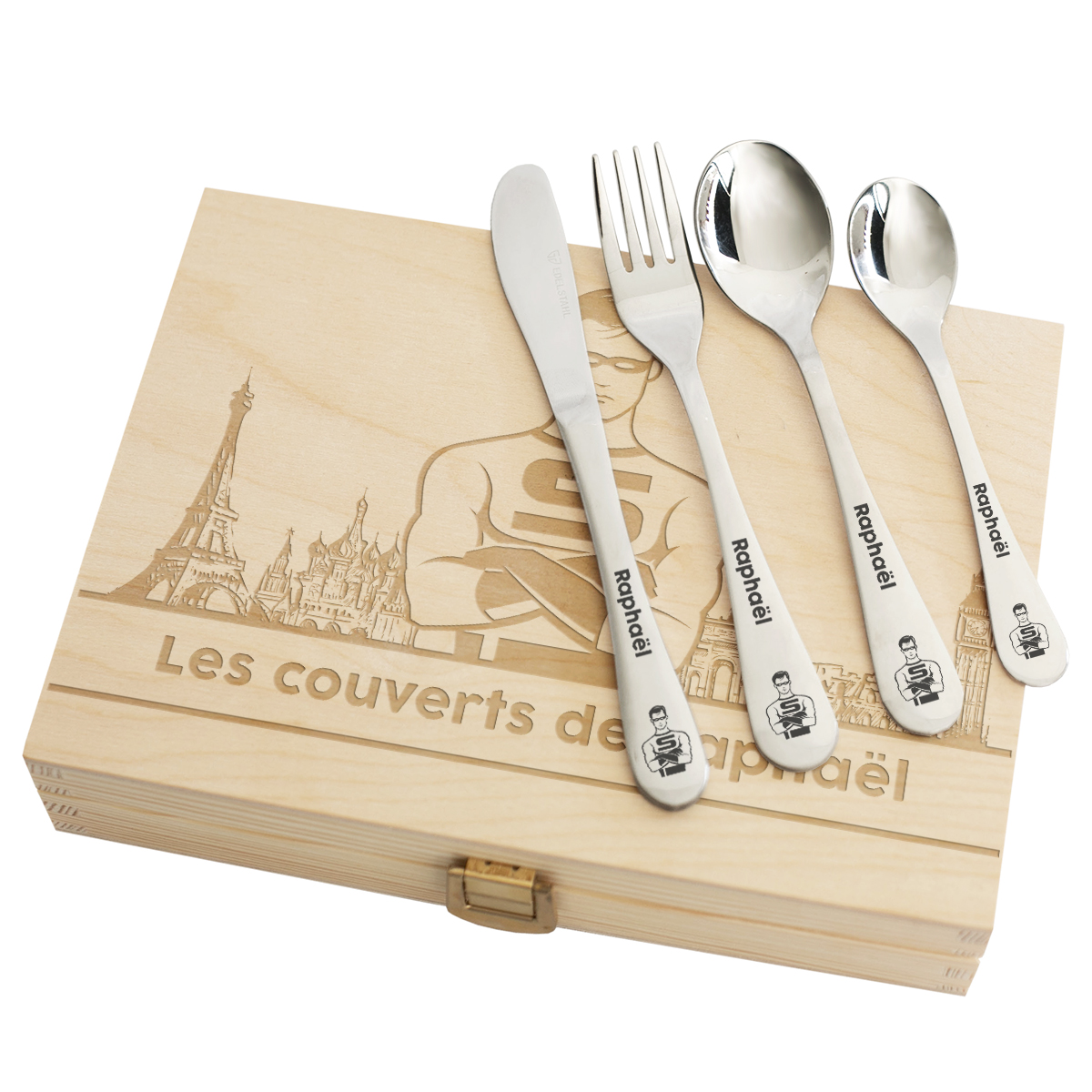 Coffret couverts Super Héros personnalisés pour enfant