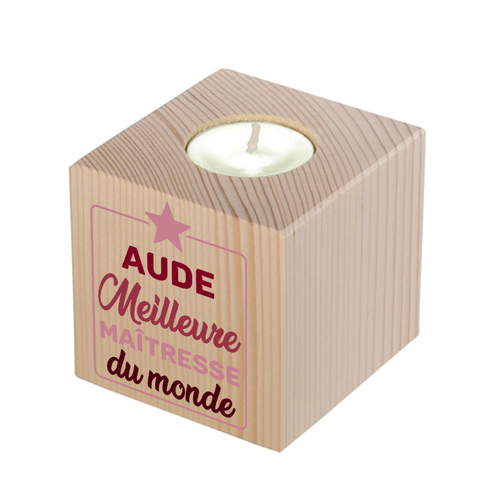 Bougeoir en bois meilleure maîtresse du monde