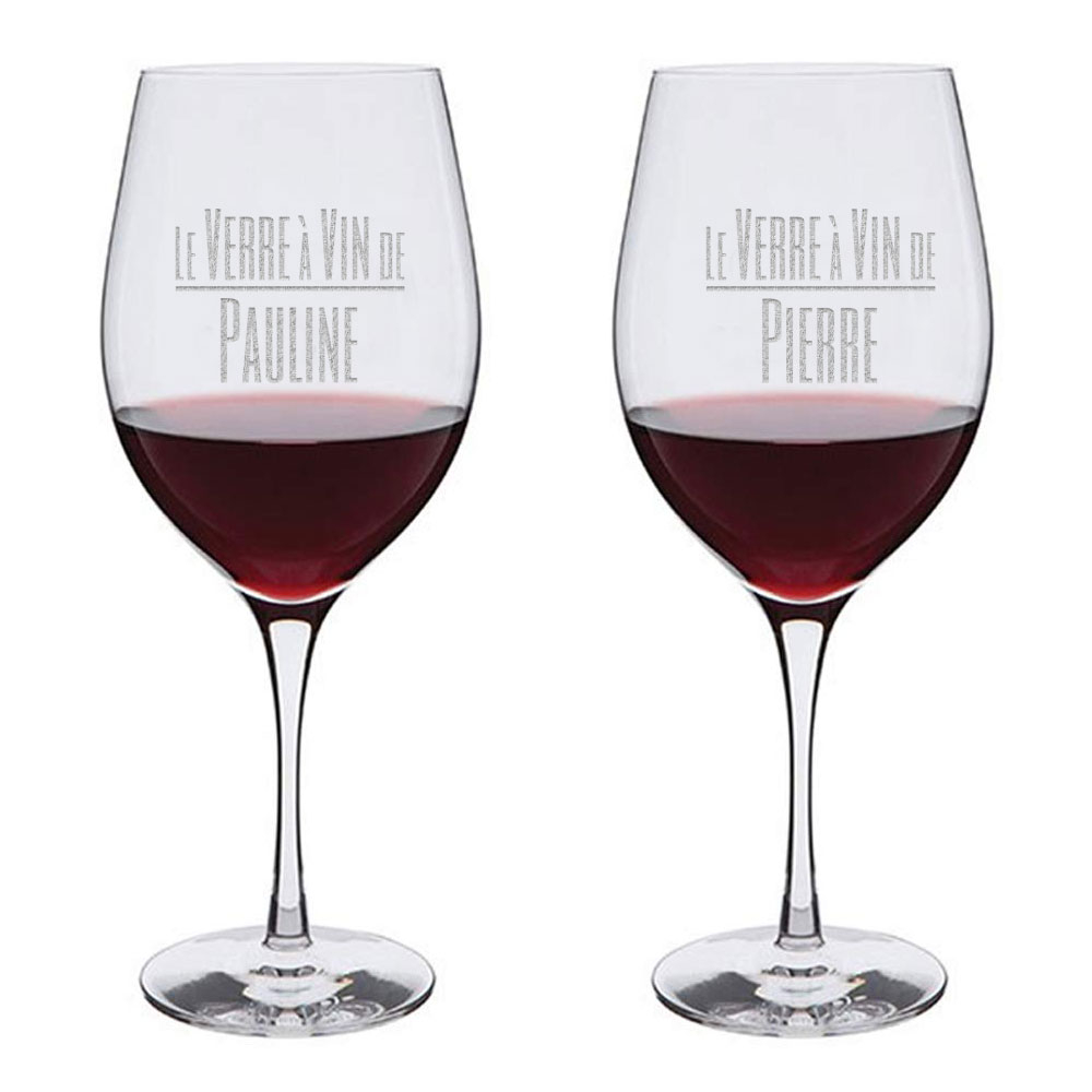 Lot de 2 verres à vin personnalisés