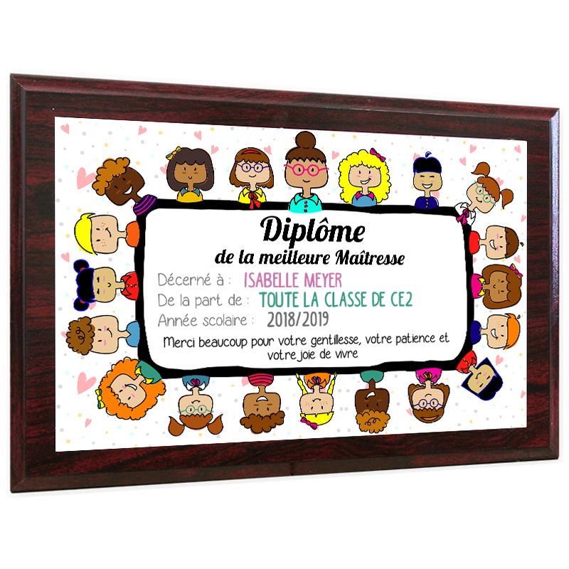 Diplome Personnalise De La Meilleure Maitresse Sur Support En Bois