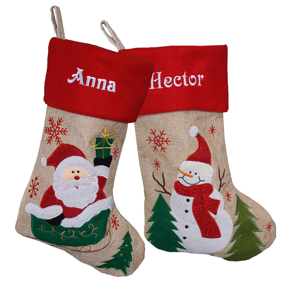 Chaussette de Noël brodé prénom Amikado