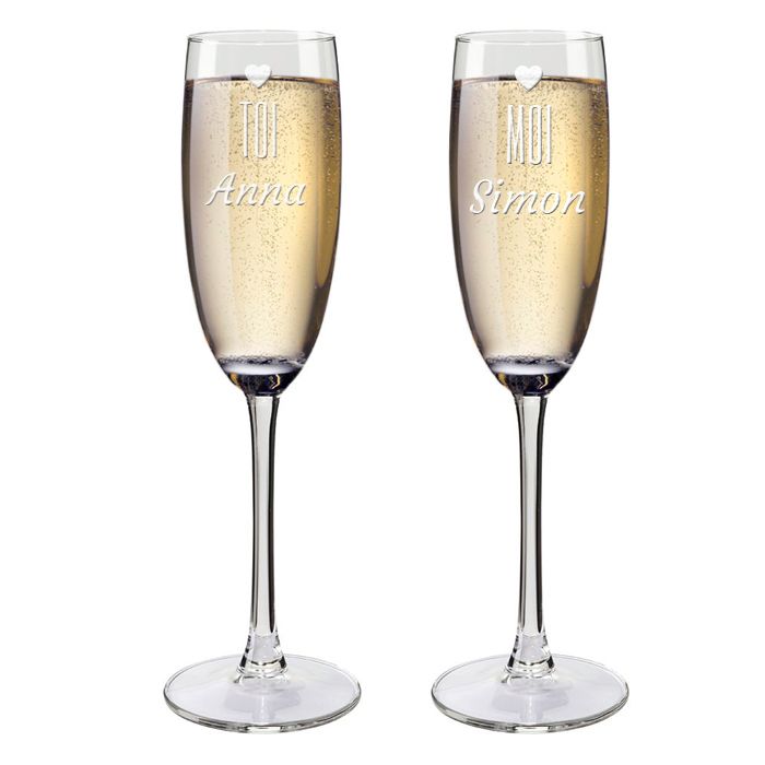 Fl�tes � champagne duo personnalis�es