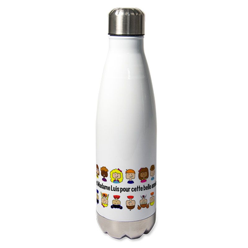 Gourde isotherme personnalisée Merci Maîtresse - cadeau maîtresse - cadeau maître - cadeau ATSEM
