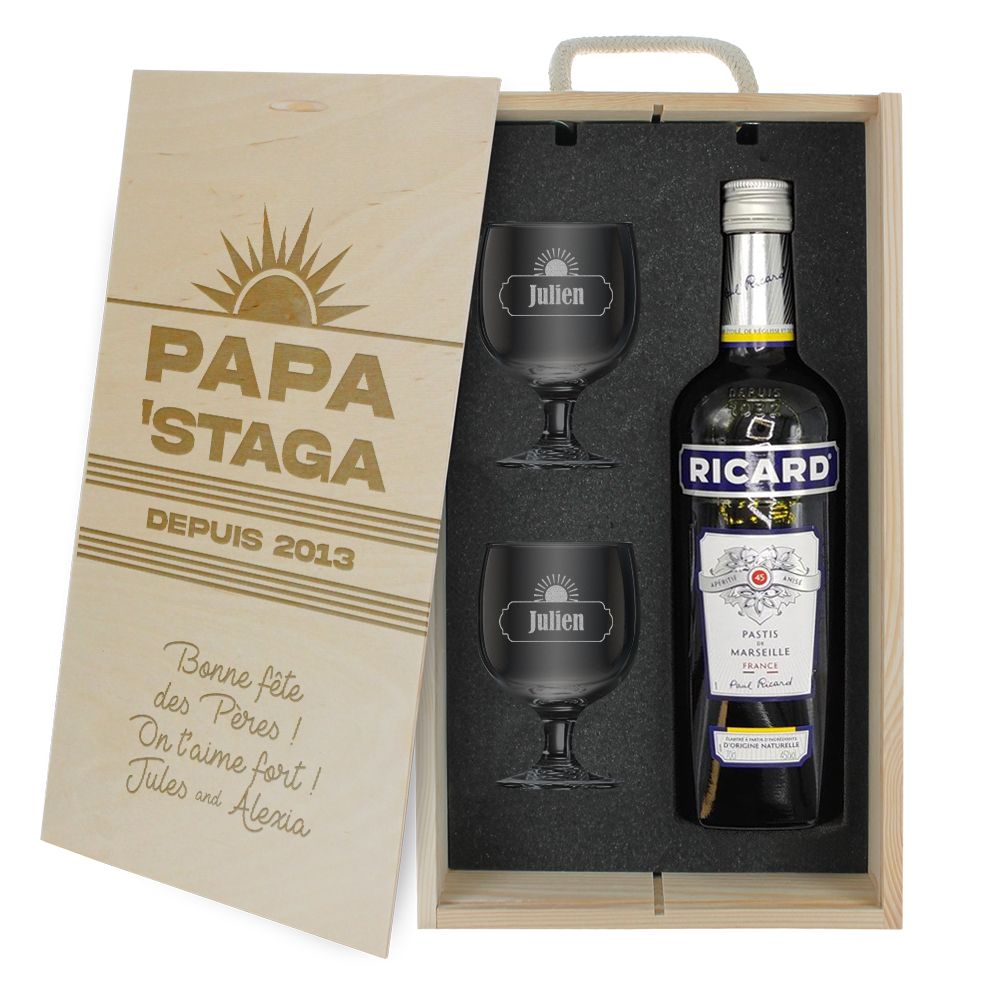 Coffret cadeau Ricard personnalisé fête des pères - Papa'Staga - cadeau papa