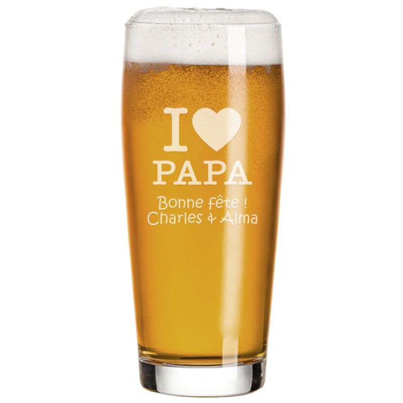 Verre à bière de Papa personnalisé - I love Papa - cadeau fête des pères