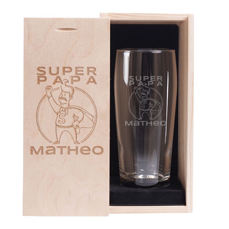 Verre à bière de Papa personnalisé - Super Papa - cadeau fête des pères