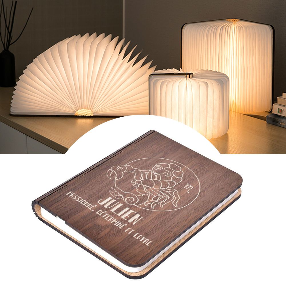 Lampe Livre lumineux personnalisée Signe Astro - petit modèle - Noyer