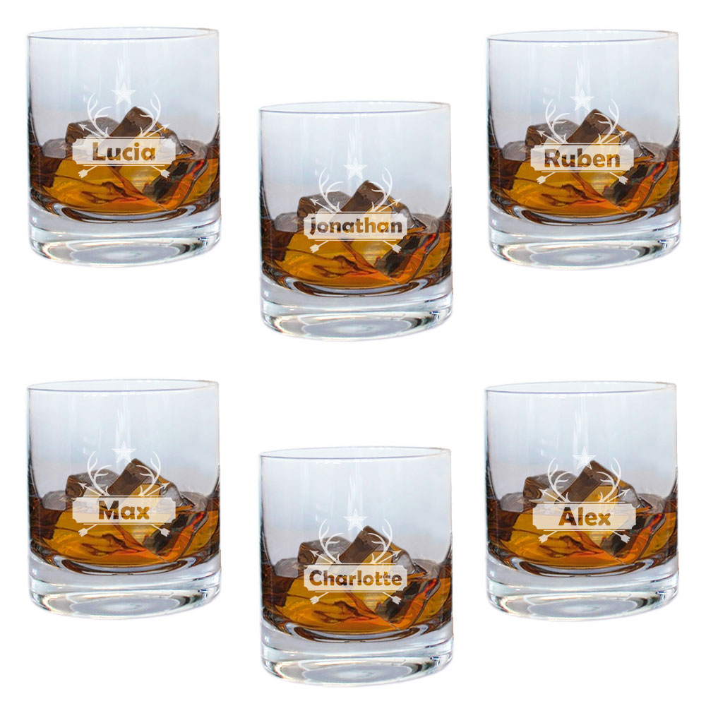 Lot de 6 verres à whisky personnalisés