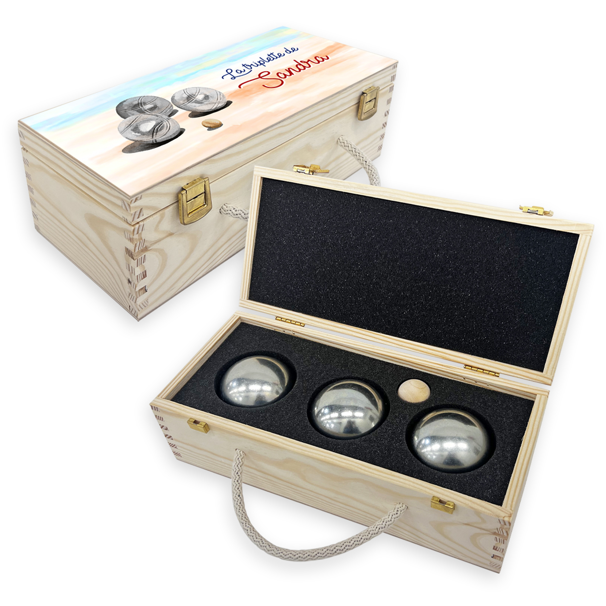 Mallette pétanque pour triplette personnalisée Aquarelle