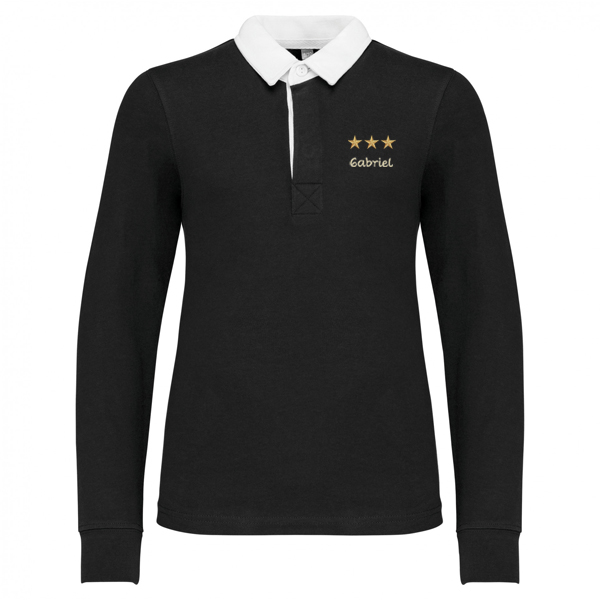 Polo rugby enfant à col blanc personnalisé