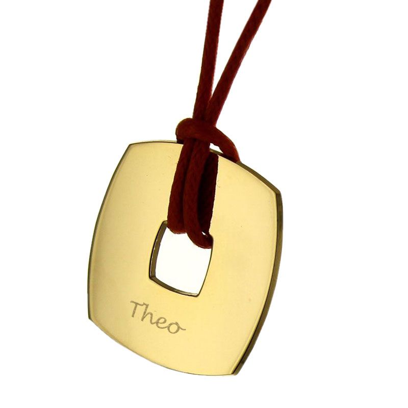 Pendentif jeton carré gravé