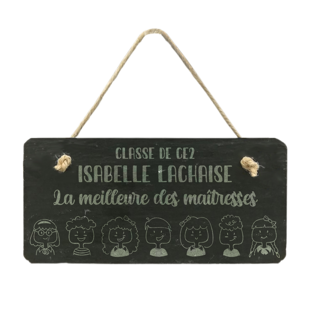 Plaque de porte en ardoise Merci Maîtresse