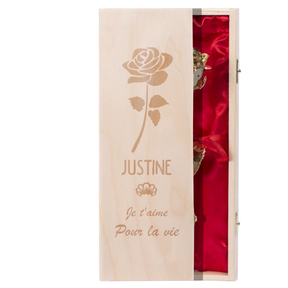 Cadeau Mariage Anniversaire,Cadeau Mere Rose Eternelle Coofit Rose Plaqué Or 24 K Rose Romantique Fleur Golden Rose Avec Boîte pour Saint Valentin Cadeau Grand Mere