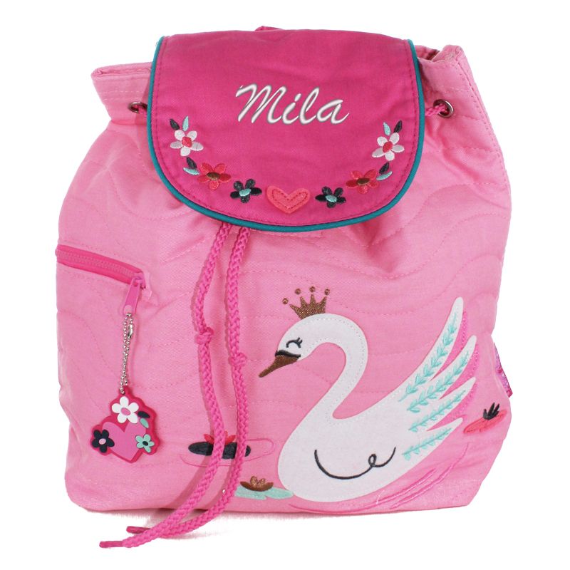 Sac enfant brodé prénom - Sac à dos Cygne royal personnalisé
