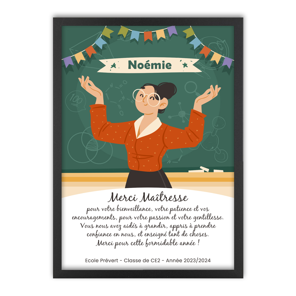 Affiche encadrée Merci Maître ou Maîtresse
