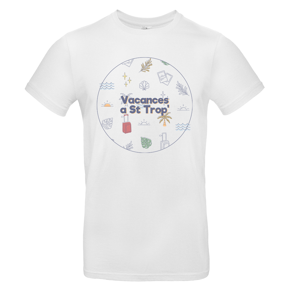 T-shirt homme Vacances  la mer personnalis 100% coton bio