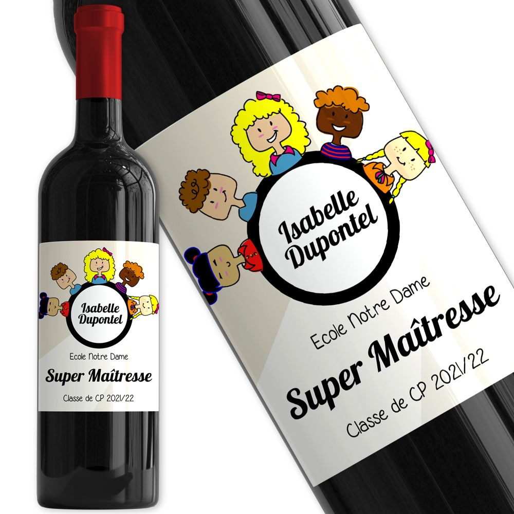 Bouteille de vin personnalisée Merci Maîtresse