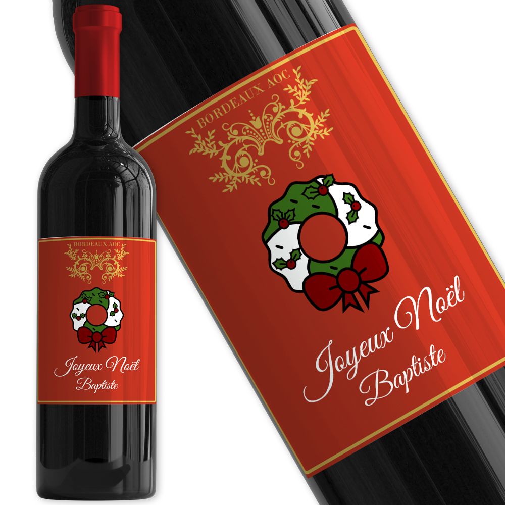 Etiquette bouteille de vin Noël avec prénom - Cadeau- Jeux'Gratte