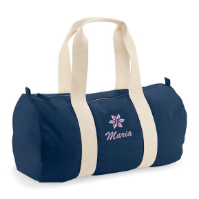 Duffelbag i ekologisk bomull med broderat motiv och namn Duffelbag i ekologisk bomull med broderat motiv och namn