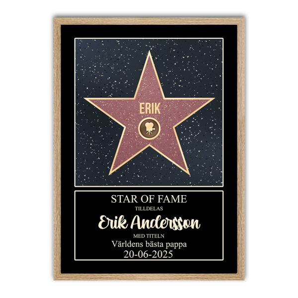 Personligt Walk of Fame-certifikat med ram